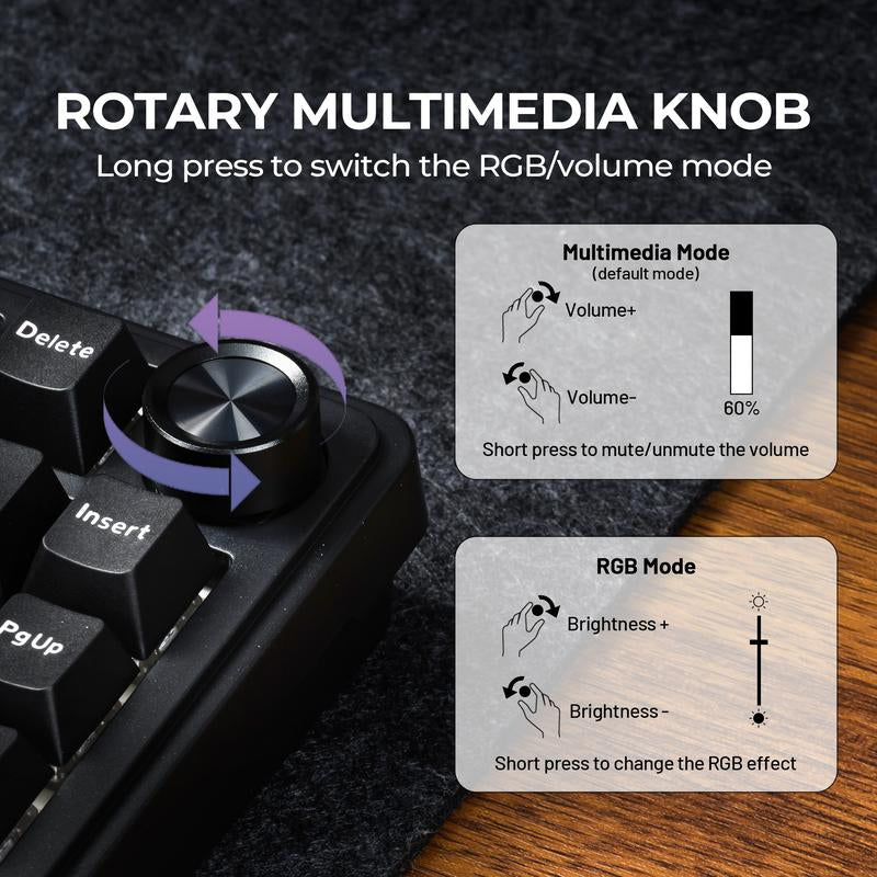 XVX M75 Lumina Tri-Mode 75% Mechanical Wireless Keyboard with Knob