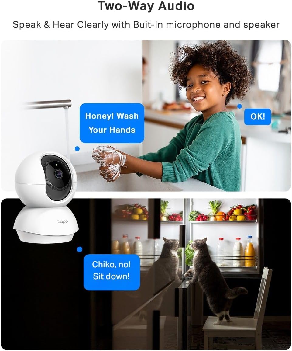 C210 2K 3MP Pan/Tilt Indoor Camera House Security Camera, Wifi Camera, No Monthly Fee, AI Detection, Dog Puppy Camera, Baby Camera Monitor, 360° View, Night Vision, Works with Alexa & Google