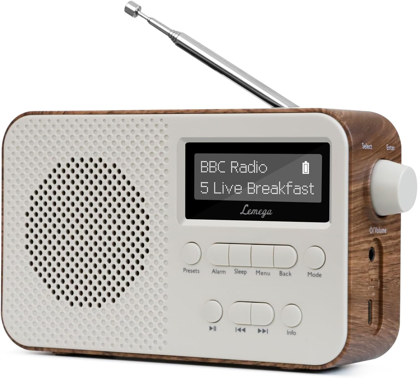 DAB Radio with Bluetooth | Digital Radios Mains and Battery | Rechargeable Battery 15HR Playback | Dual Alarm Clock | FM Radio,40 Presets,Headphone Jack | Bluetooth 5.3 I  Pr2-Max Walnut
