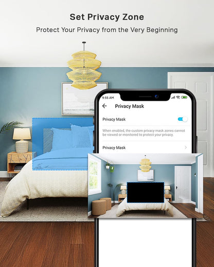 C210 2K 3MP Pan/Tilt Indoor Camera House Security Camera, Wifi Camera, No Monthly Fee, AI Detection, Dog Puppy Camera, Baby Camera Monitor, 360° View, Night Vision, Works with Alexa & Google