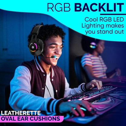 HP Gaming Headset with Microphone Wired over Ear Gaming Headphones with Mic for PS4 PS5 Xbox One Nintendo Switch PC Laptop Gamer Headset 3.5Mm Jack with Noise Cancelling and Led Light