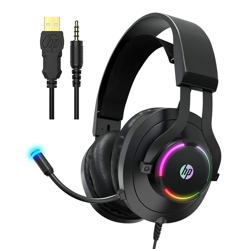 HP Gaming Headset with Microphone Wired over Ear Gaming Headphones with Mic for PS4 PS5 Xbox One Nintendo Switch PC Laptop Gamer Headset 3.5Mm Jack with Noise Cancelling and Led Light