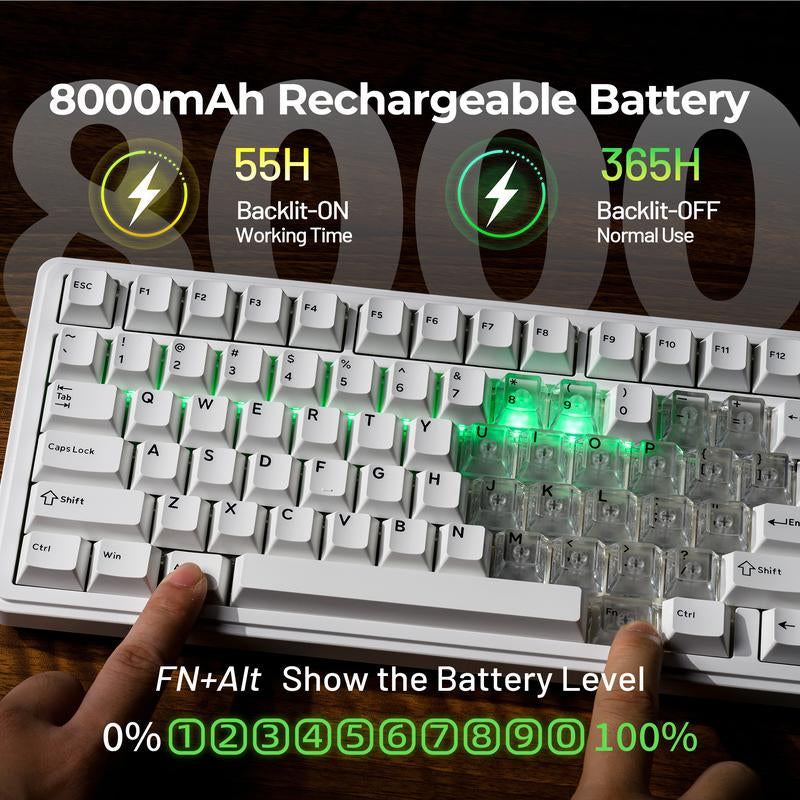 XVX M75 Lumina Tri-Mode 75% Mechanical Wireless Keyboard with Knob